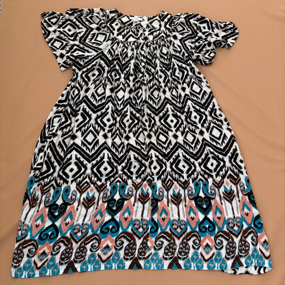 Go Softly Patio Women's Dress Pockets House Muu Muu Boho Medium Coastal Florida